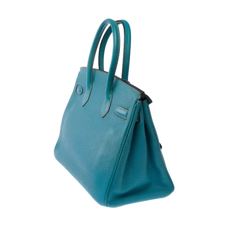 Birkin 30 Bleu Jean vue de côté