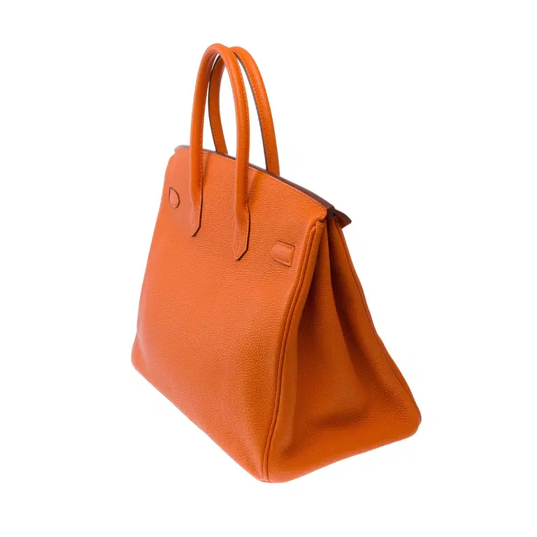 Birkin 35 Orange vue côté gauche