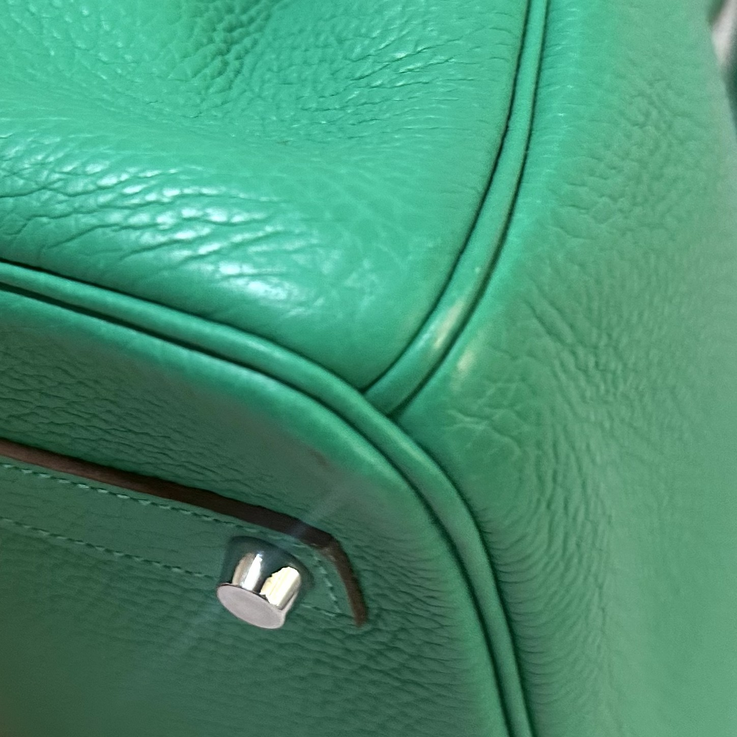 Hermès Birkin 35 Vert Menthe détail angle